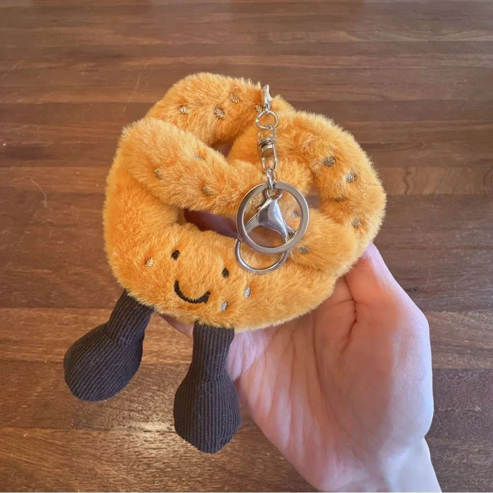 Pretzel Plush Keychain Kawaii Soft Mini Plush Bag Charm Cute Food Plush Gift